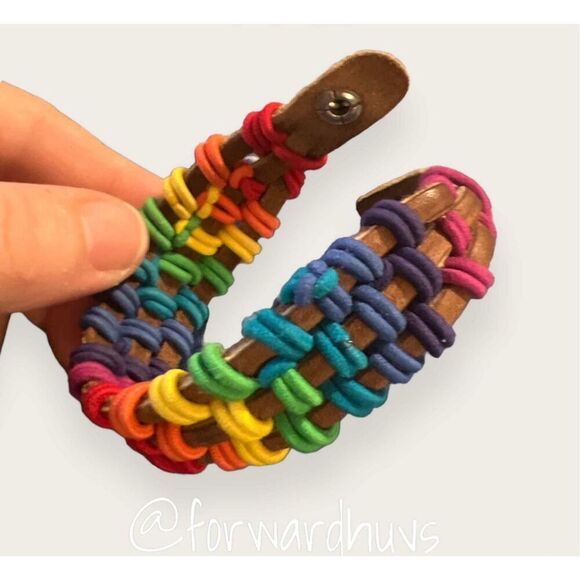 Rainbow Leather Weave Bracelet - Celebrate Differences in Style - Picture 7 of 10